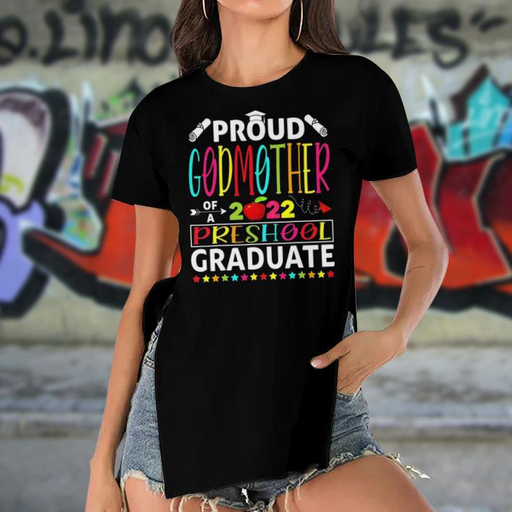 Funny Proud Godmother Of A Class Of 2022 Preschool Women's Short Sleeves T-shirt With Hem Split