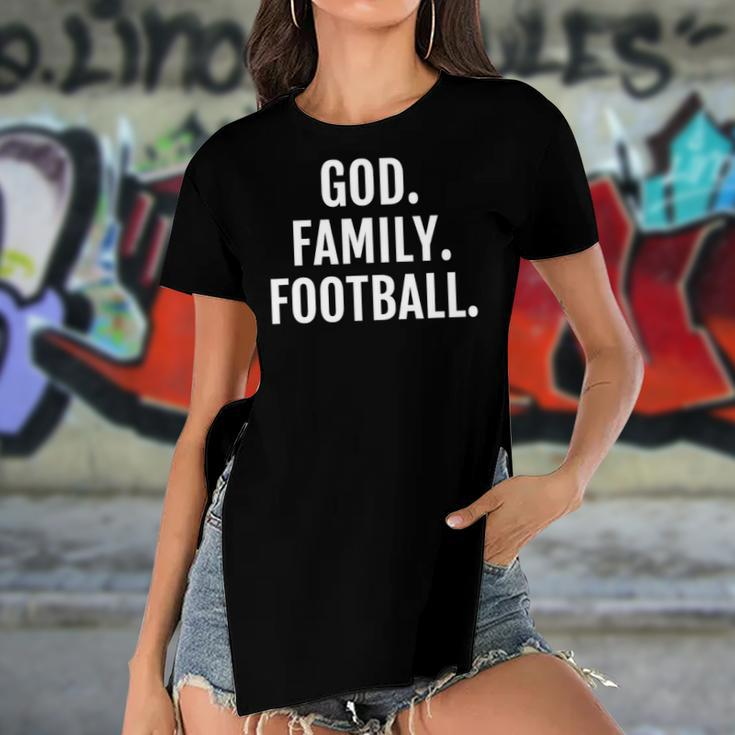 God Family Football For Women Men And Kids Women's Short Sleeves T-shirt With Hem Split