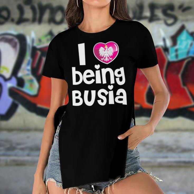 I Love Being Busia Polish Grandmother Gift Women's Short Sleeves T-shirt With Hem Split