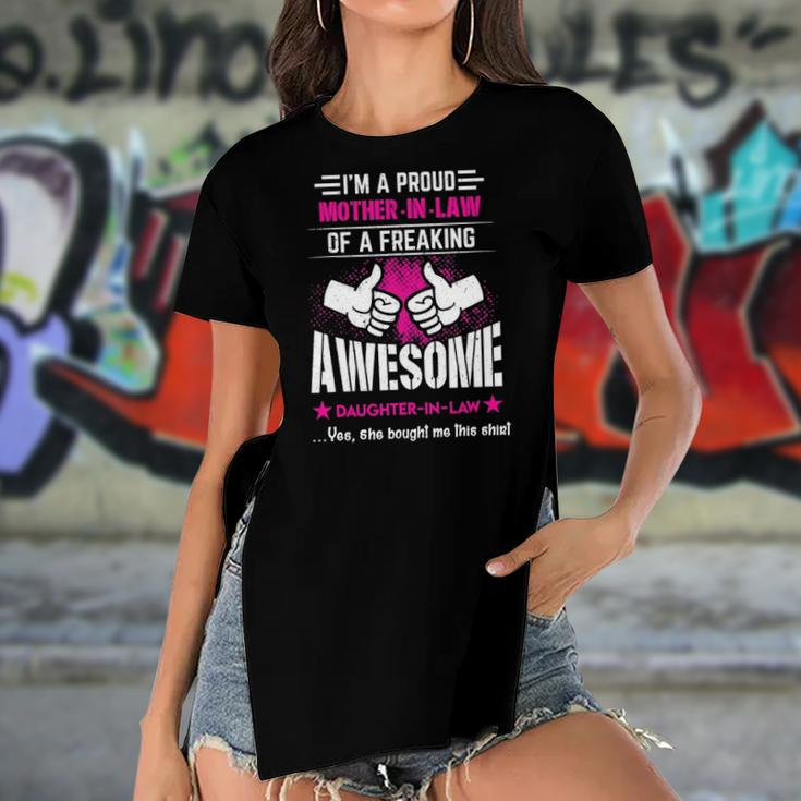 Im A Proud Mother In Law Of An Awesome Daughter In Law Gift Women's Short Sleeves T-shirt With Hem Split