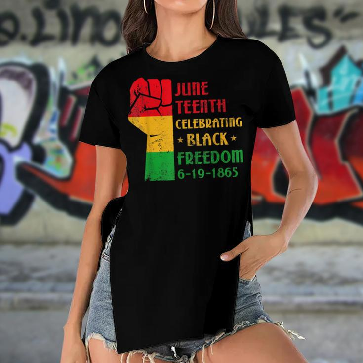 Junenth Celebrate Black Freedom 1865 June 19Th Men Women Women's Short Sleeves T-shirt With Hem Split