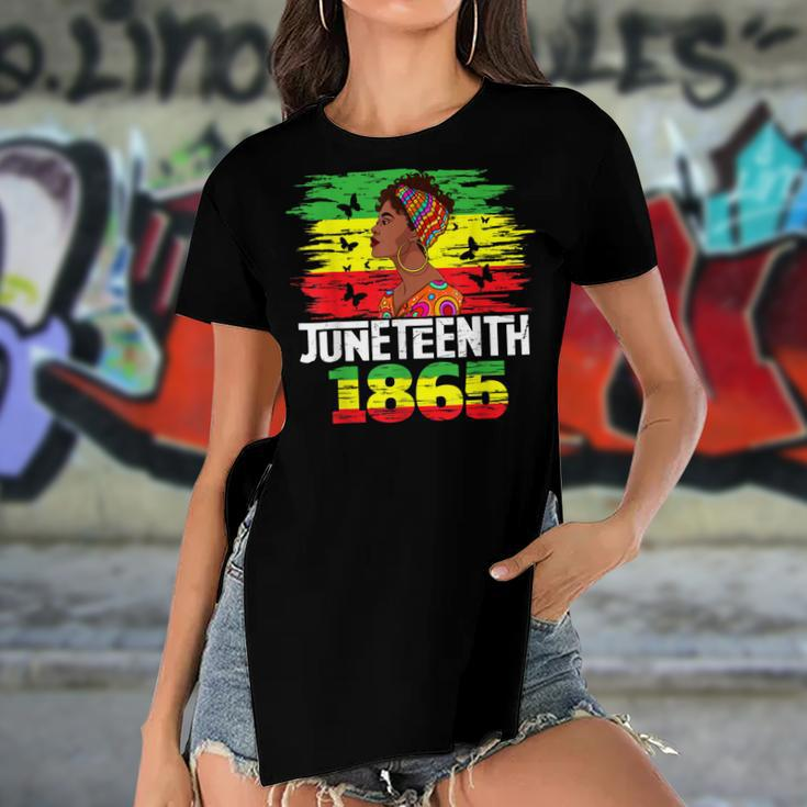 Juneteenth 1865 Independence Day Black Pride Black Women Women's Short Sleeves T-shirt With Hem Split