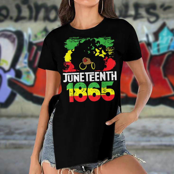 Juneteenth Is My Independence Day Black Women Freedom 1865 Women's Short Sleeves T-shirt With Hem Split