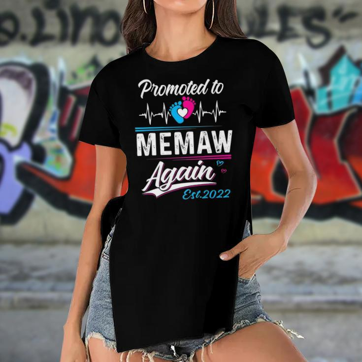 Memaw Gift Promoted To Memaw Again Est 2022 Grandma Women's Short Sleeves T-shirt With Hem Split