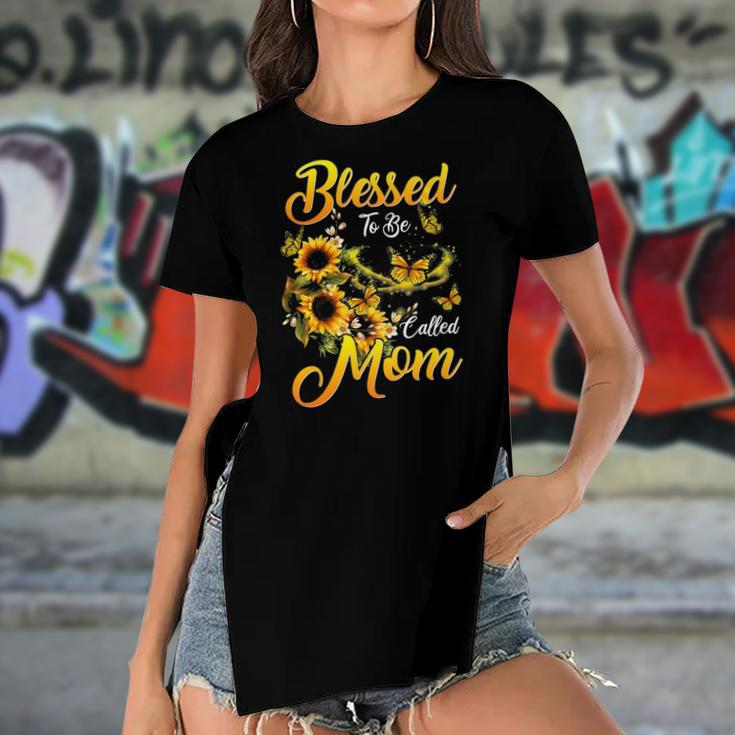 Mothers Day Blessed To Be Called Mom Sunflower Lovers Women's Short Sleeves T-shirt With Hem Split