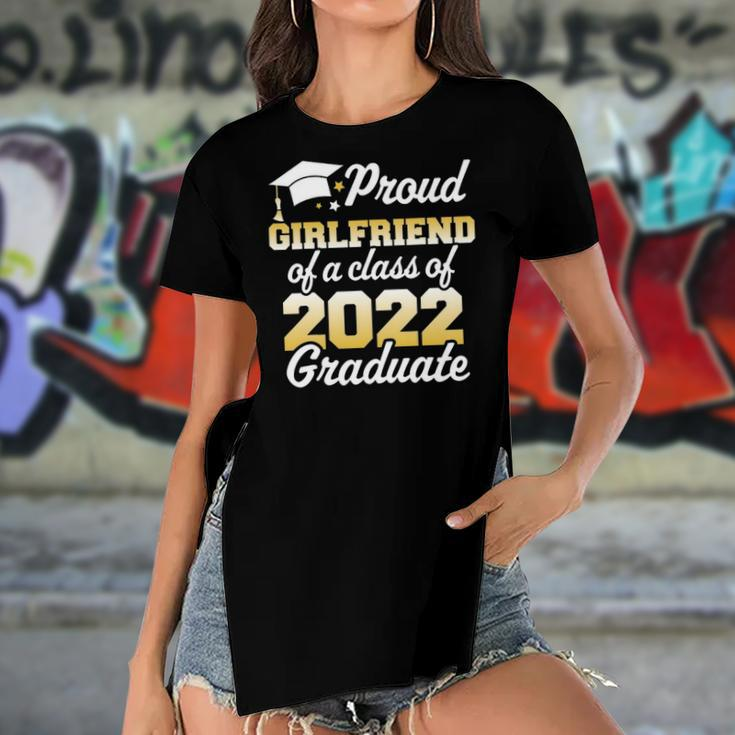 Proud Girlfriend Of A Class Of 2022 Graduate Senior Family Women's Short Sleeves T-shirt With Hem Split