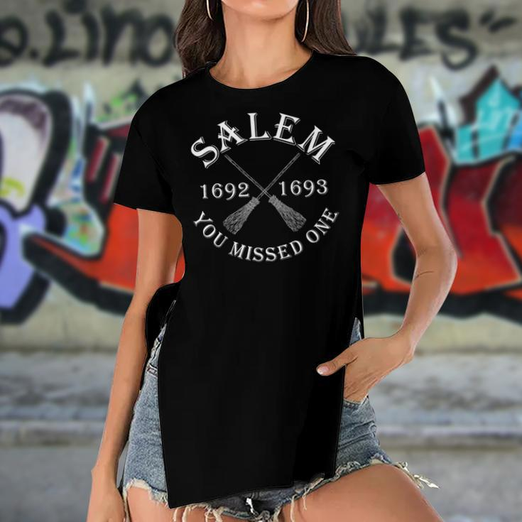 Salem You Missed One Witch Trials Brooms V2 Women's Short Sleeves T-shirt With Hem Split