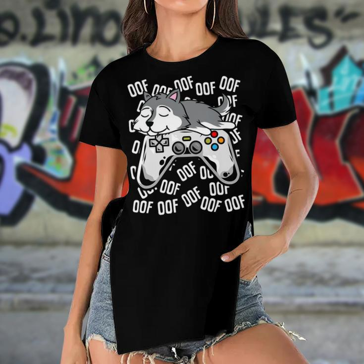 Siberian Husky Video Game Noob Oof Shirt Kids Boys Girls Women's Short Sleeves T-shirt With Hem Split