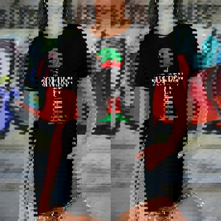 South Korean Elf Christmas Party Matching Family Group Pj Women's Short Sleeves T-shirt With Hem Split