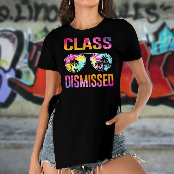 Tie Dye Class Dismissed Last Day Of School Teacher Women's Short Sleeves T-shirt With Hem Split