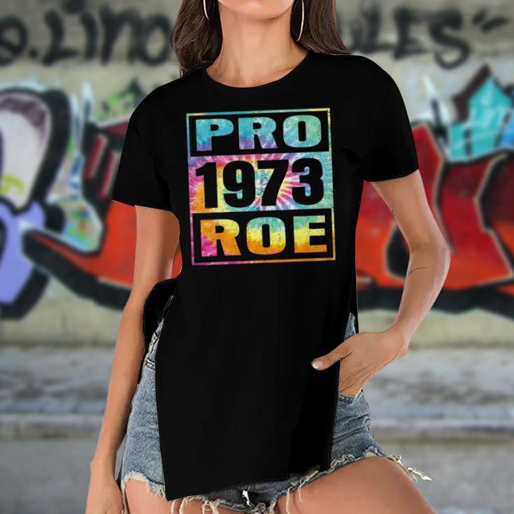 Tie Dye Pro Roe 1973 Pro Choice Womens Rights Women's Short Sleeves T-shirt With Hem Split