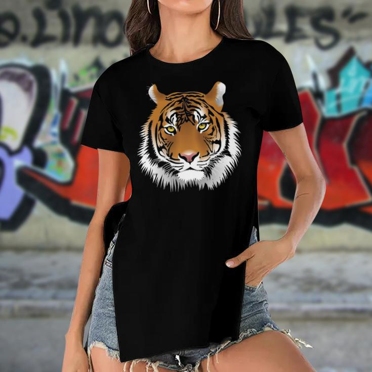 Tiger Face Animal Lover Funny Tigers Zoo Kids Boys Girl Women's Short Sleeves T-shirt With Hem Split
