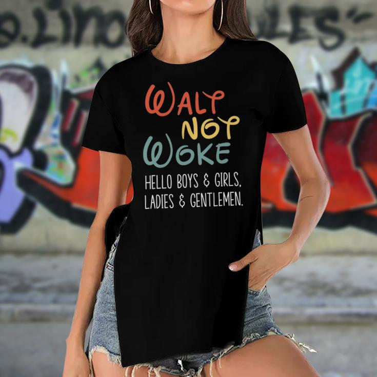 Walt Not Woke Hello Boys & Girls Ladies & Gentlemen Women's Short Sleeves T-shirt With Hem Split