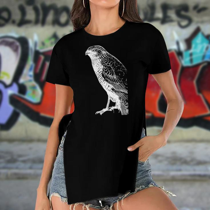 Womens Bird Falcon Bird Of Prey Women's Short Sleeves T-shirt With Hem Split
