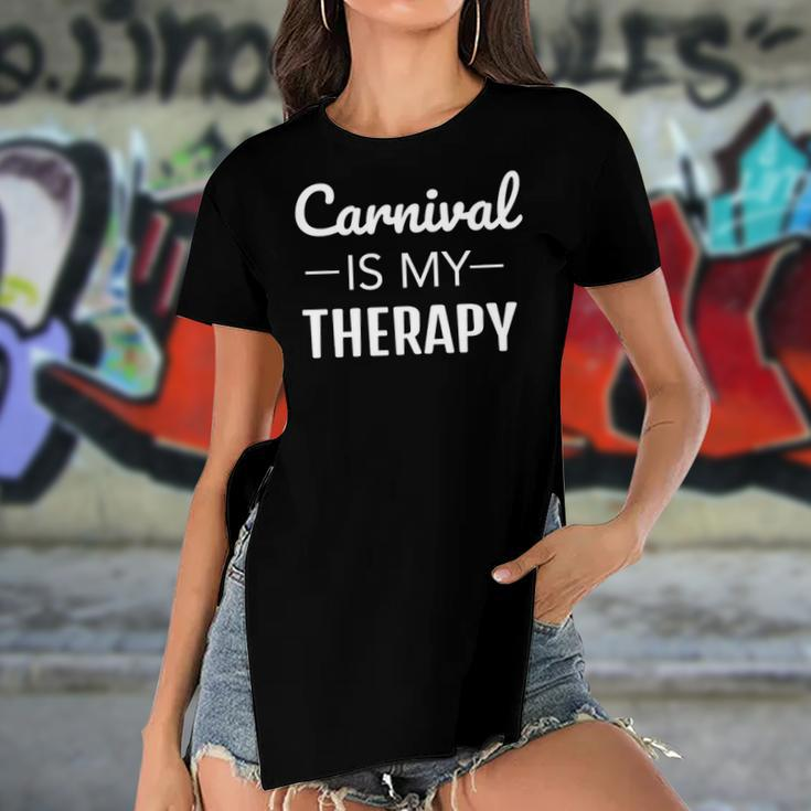 Womens Carnival Is My Therapy Caribbean Soca Women's Short Sleeves T-shirt With Hem Split