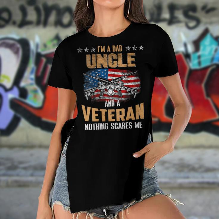 Womens Im A Dad Uncle And A Veteran Fathers Day Fun 4Th Of July Women's Short Sleeves T-shirt With Hem Split