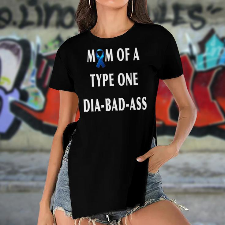 Womens Mom Of A Type One Dia-Bad-Ass Diabetic Son Or Daughter Gift Women's Short Sleeves T-shirt With Hem Split