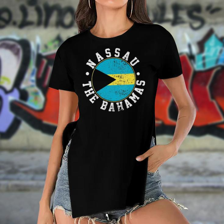 Womens Nassau The Bahamas Flag Lovers Gift Women's Short Sleeves T-shirt With Hem Split