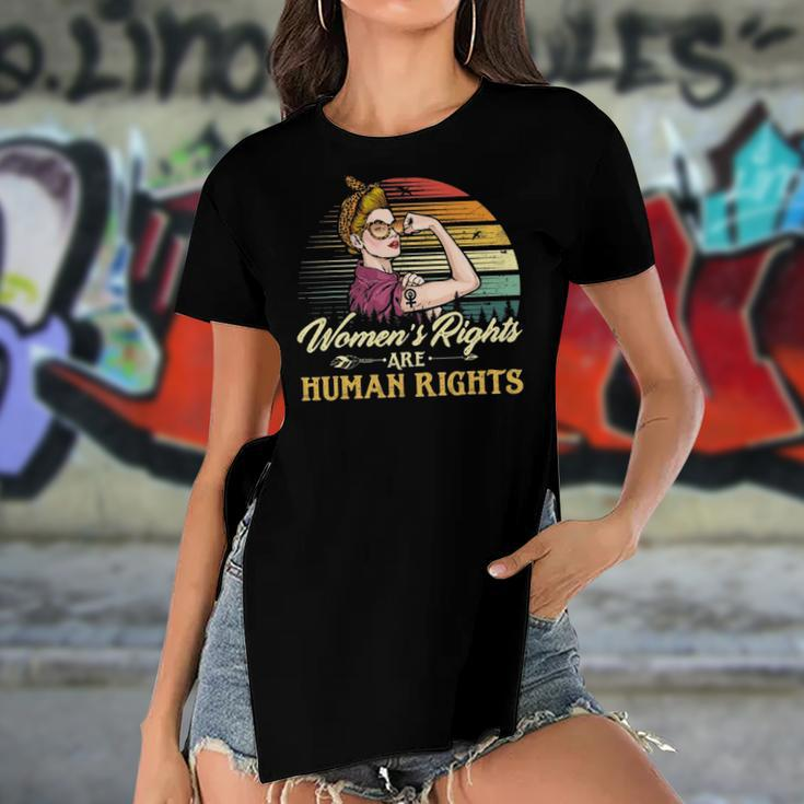 Womens Rights Are Human Rights Feminism Protect Feminist Women's Short Sleeves T-shirt With Hem Split