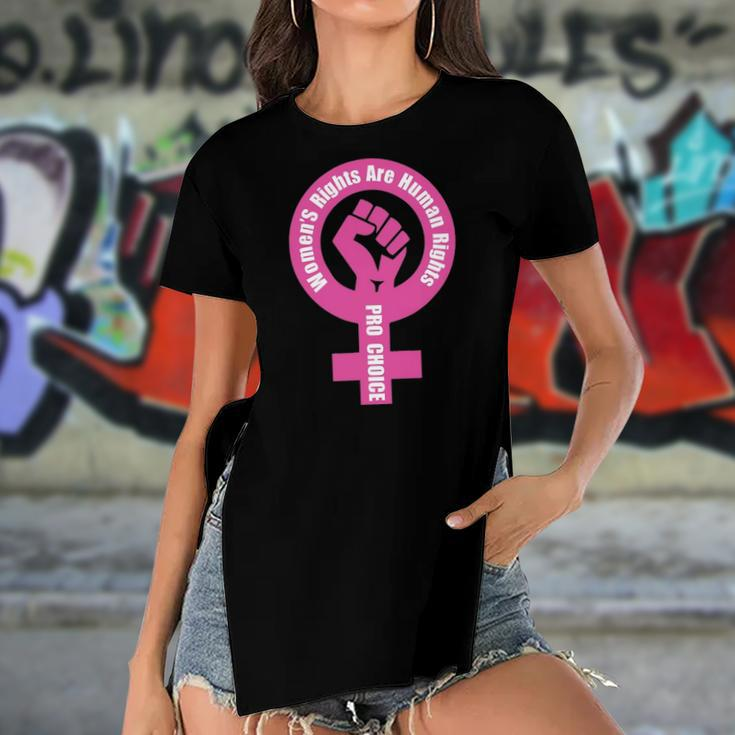 Womens Rights Are Human Rights Pro Choice Women's Short Sleeves T-shirt With Hem Split