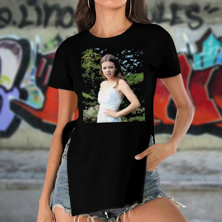 Womens Scmarles Teen Girl Women's Short Sleeves T-shirt With Hem Split