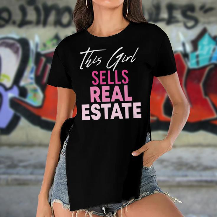 Womens This Girl Sells Real Estate Realtor Real Estate Agent Broker Women's Short Sleeves T-shirt With Hem Split