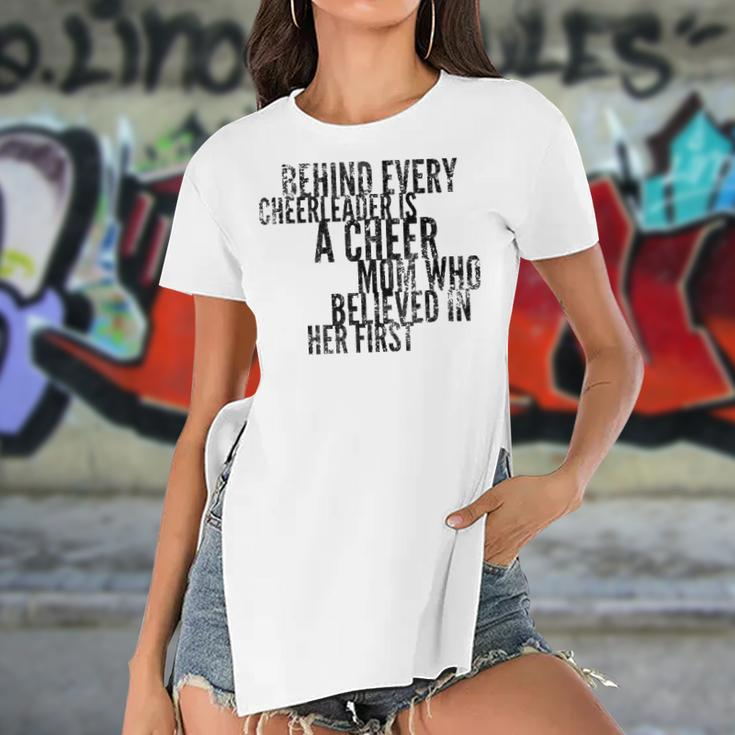 Behind Every Cheerleader - Mom That Believed - Proud Cheer Women's Short Sleeves T-shirt With Hem Split