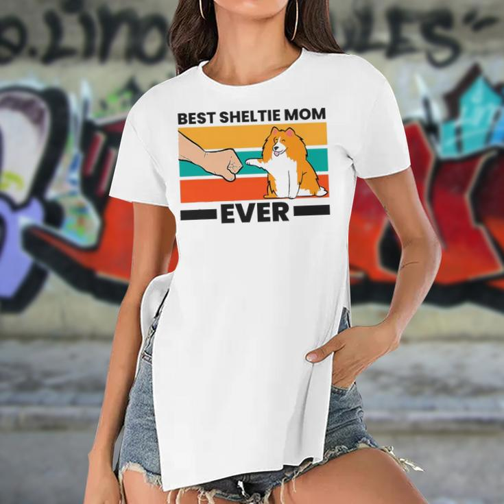 Best Sheltie Mom Ever Sheepdog Mama Shetland Sheepdogs Women's Short Sleeves T-shirt With Hem Split