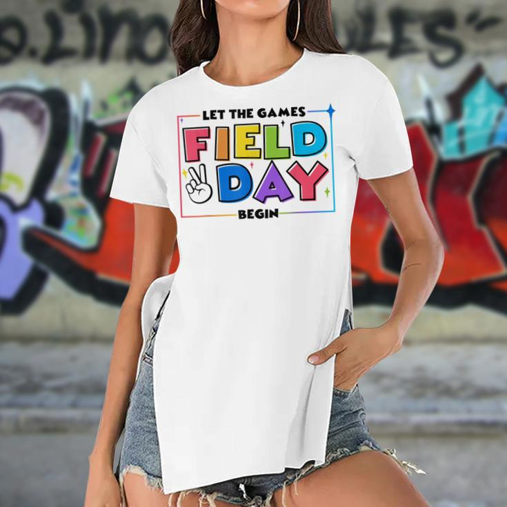 Field Day Let The Games Begin For Kids Boys Girls & Teachers V2 Women's Short Sleeves T-shirt With Hem Split