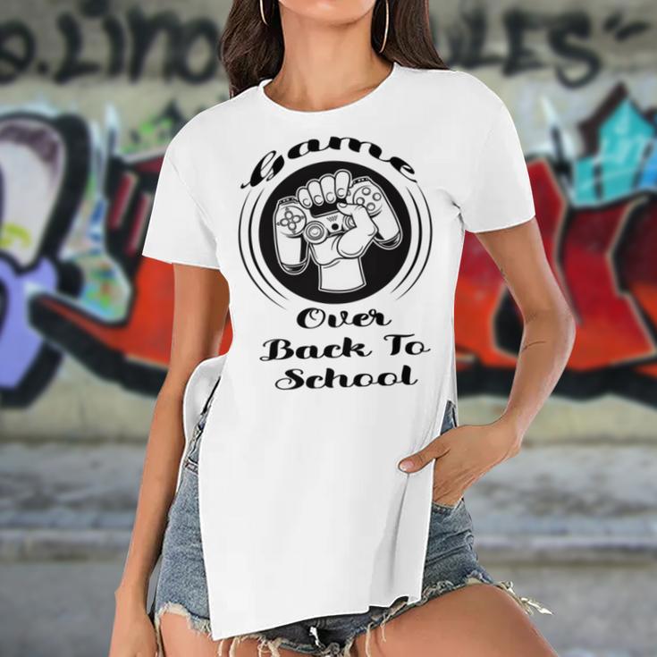 Game Over Back To School Women's Short Sleeves T-shirt With Hem Split