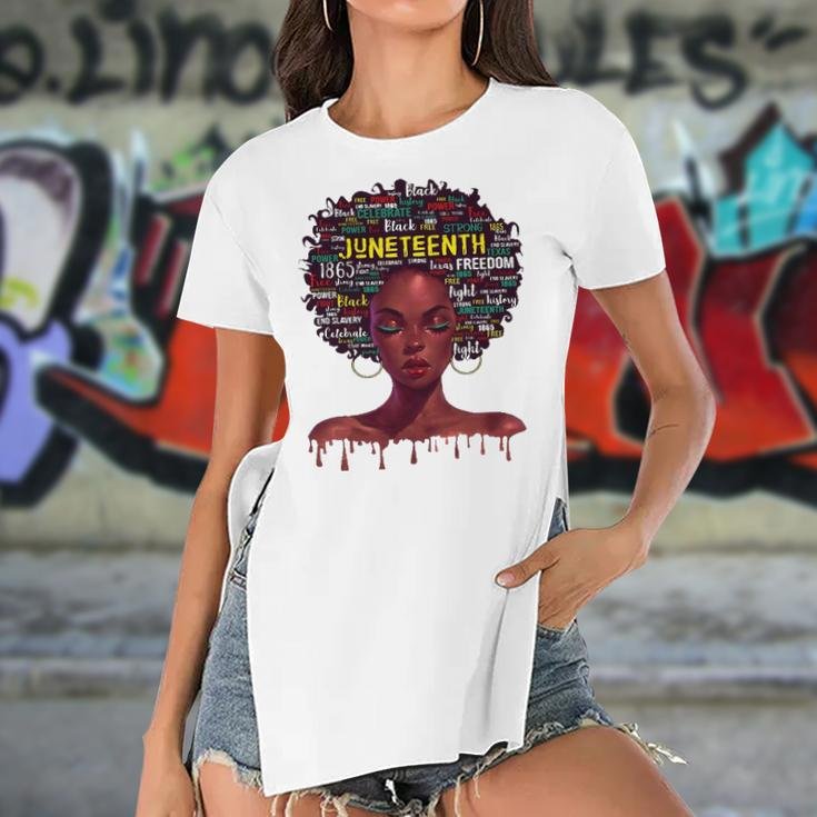Juneteenth S For Women Afro Beautiful Black Pride 2022 African American Women's Short Sleeves T-shirt With Hem Split