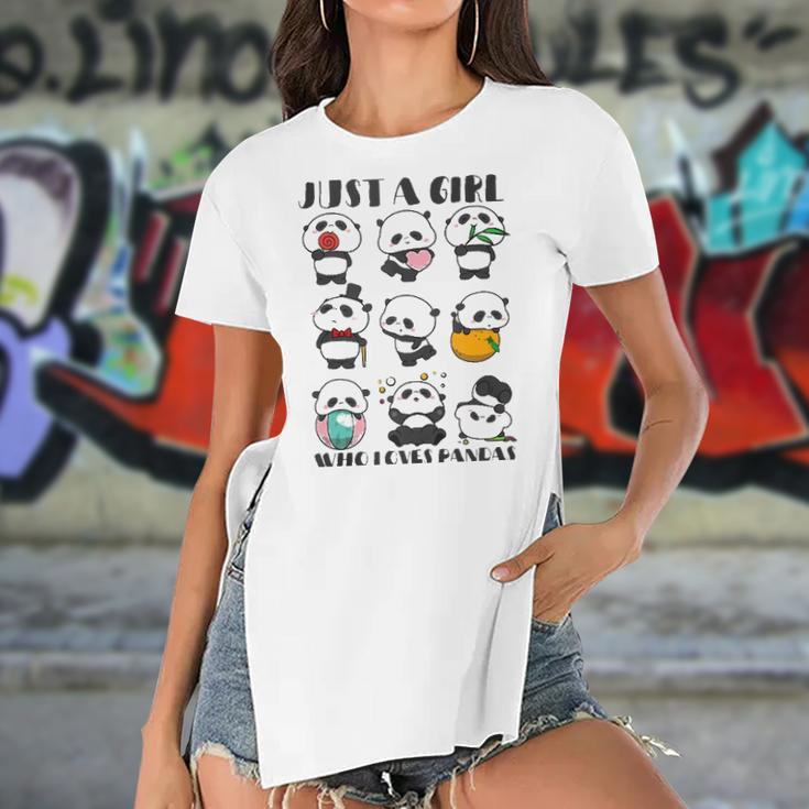 Just A Girl Who Loves Pandas For Women Lover Panda Women's Short Sleeves T-shirt With Hem Split