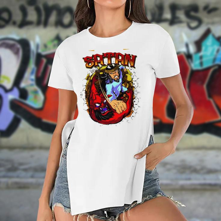 Not Today Satan Jesus Christ Religious Women's Short Sleeves T-shirt With Hem Split