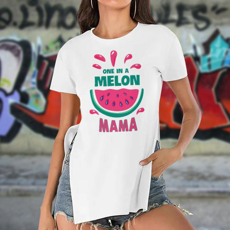 One In A Melon Mama Watermelon Funny Family Matching Mothers Day Women's Short Sleeves T-shirt With Hem Split