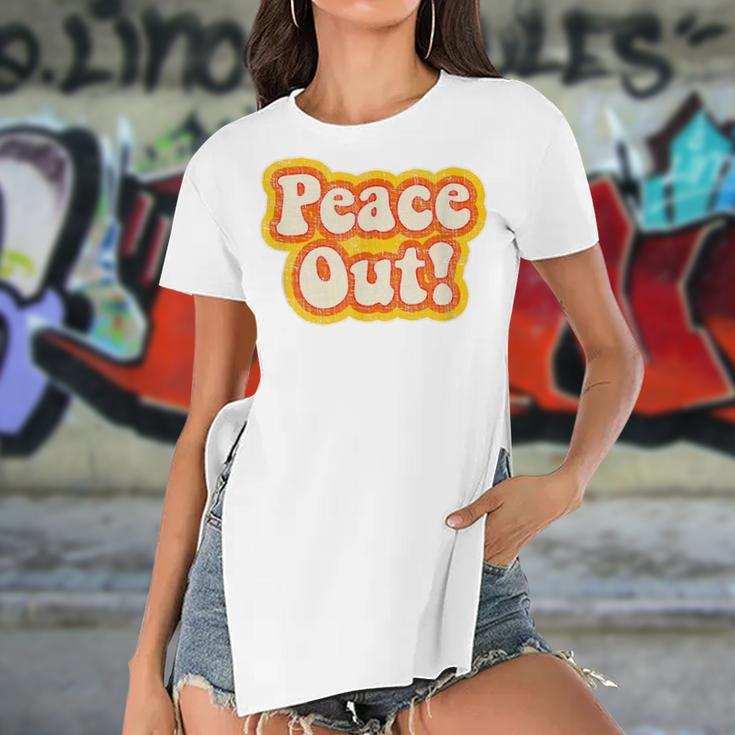Peace Out Vintage 1970S Men Women Kids Women's Short Sleeves T-shirt With Hem Split