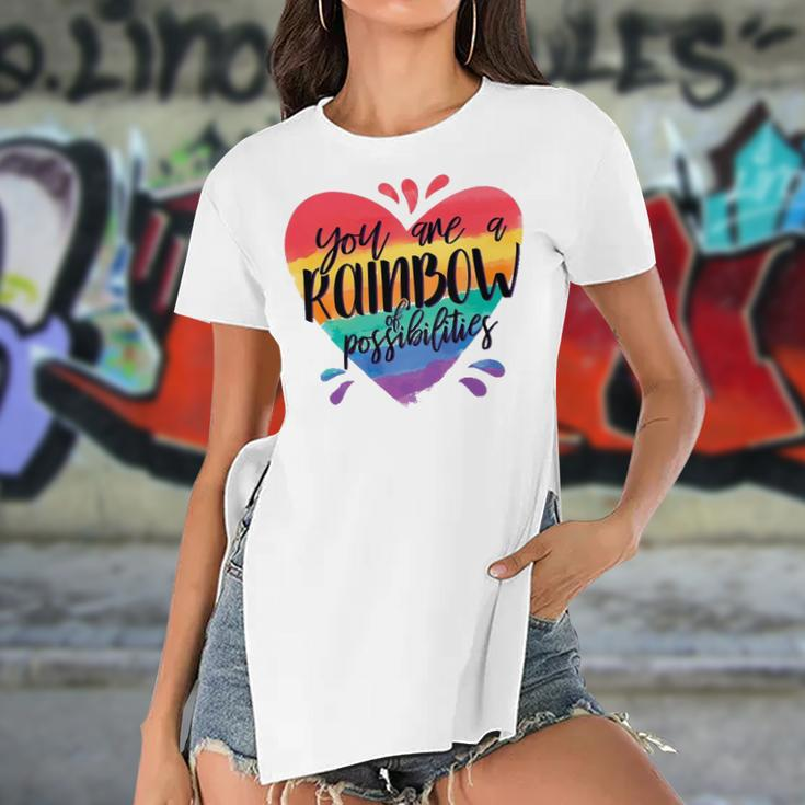 Rainbow Teacher - You Are A Rainbow Of Possibilities Women's Short Sleeves T-shirt With Hem Split