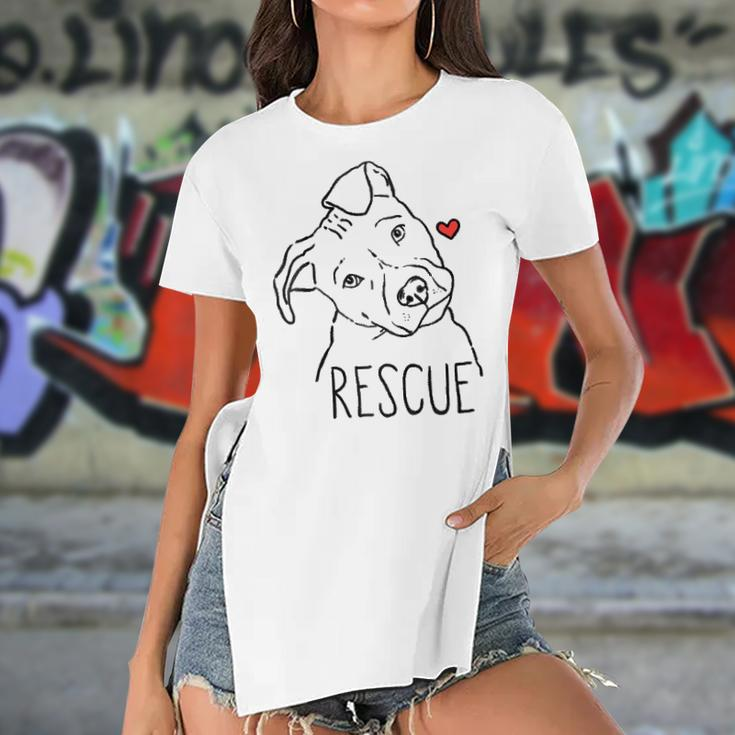 Rescue Dog Pitbull Rescue Mom Adopt Dont Shop Pittie Raglan Baseball Tee Women's Short Sleeves T-shirt With Hem Split