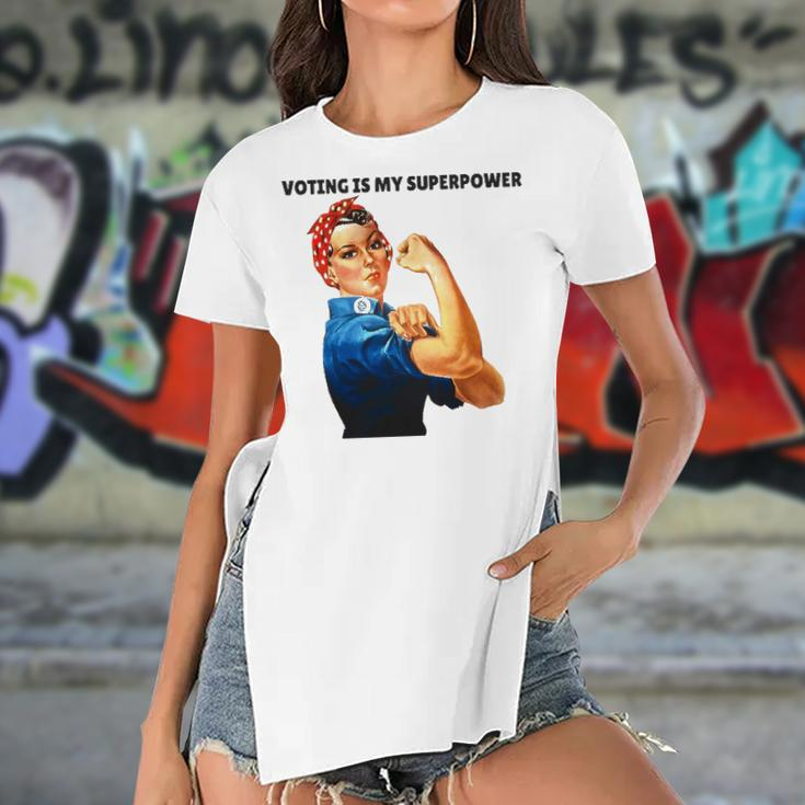 Voting Is My Superpowerfeminist Womens Rights Women's Short Sleeves T-shirt With Hem Split
