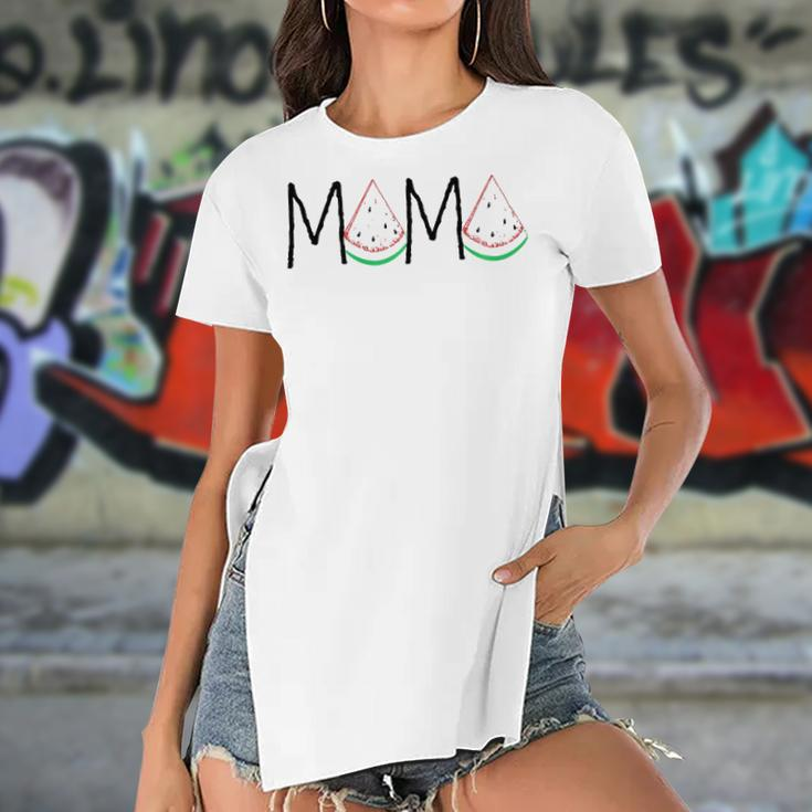 Watermelon Mama - Mothers Day Gift - Funny Melon Fruit Women's Short Sleeves T-shirt With Hem Split