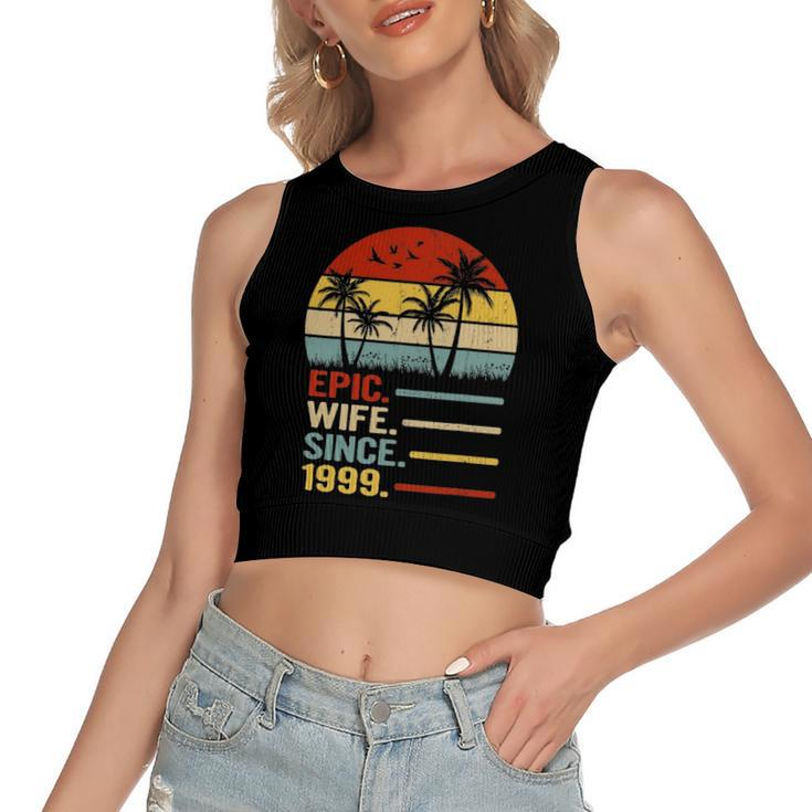 22Nd Wedding Anniversary For Her Retro Epic Wife Since 1999 Married Couples Women's Crop Top Tank Top