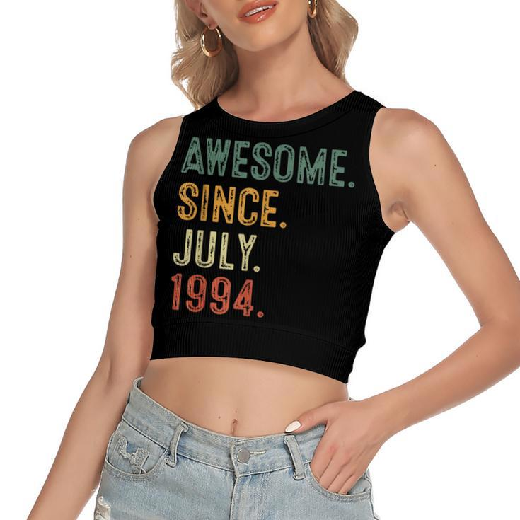 28 Yr Old 28Th Birthday Decorations Awesome Since July 1994  Women's Sleeveless Bow Backless Hollow Crop Top
