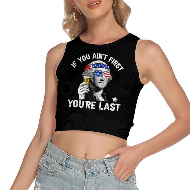 4Th Of July If You Aint First George Sloshington Beer Lover Women's Crop Top Tank Top