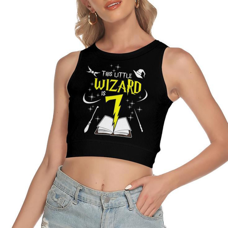 7Th Birthday Girls Wizard Magic 7 Years Old Women's Crop Top Tank Top