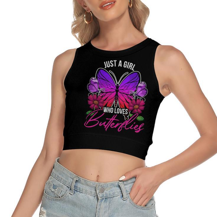 Animal Insect Butterfly Lover Girls Pretty Butterfly Women's Crop Top Tank Top