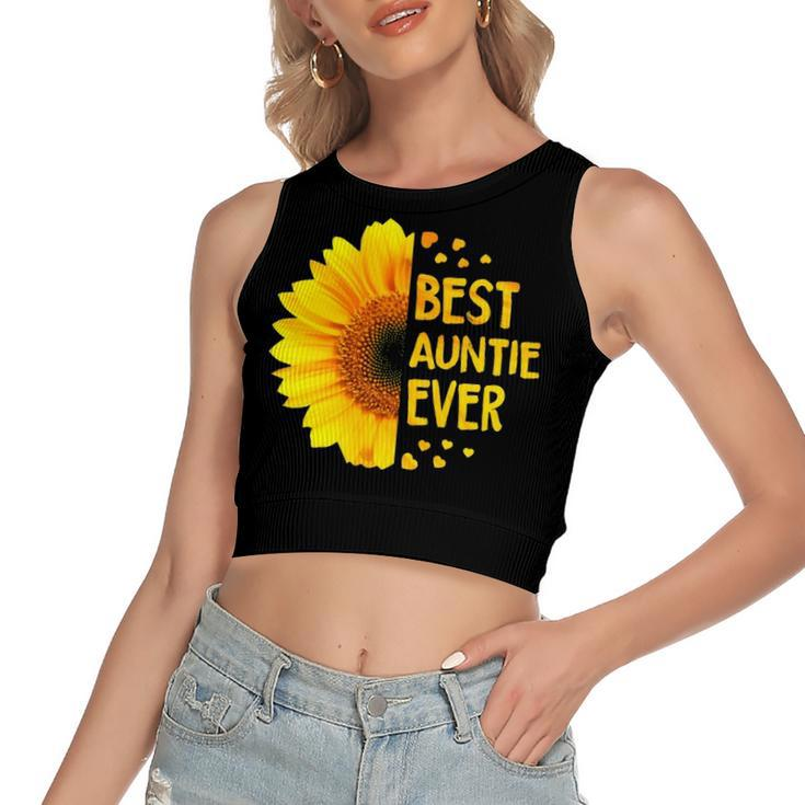 Auntie Gift   Best Auntie Ever Women's Sleeveless Bow Backless Hollow Crop Top