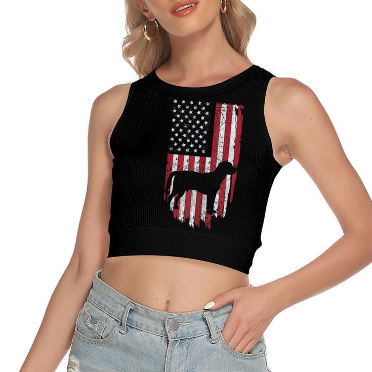 Beagle Dog Mom & Dad Usa  4Th Of July Usa Patriotic  Women's Sleeveless Bow Backless Hollow Crop Top