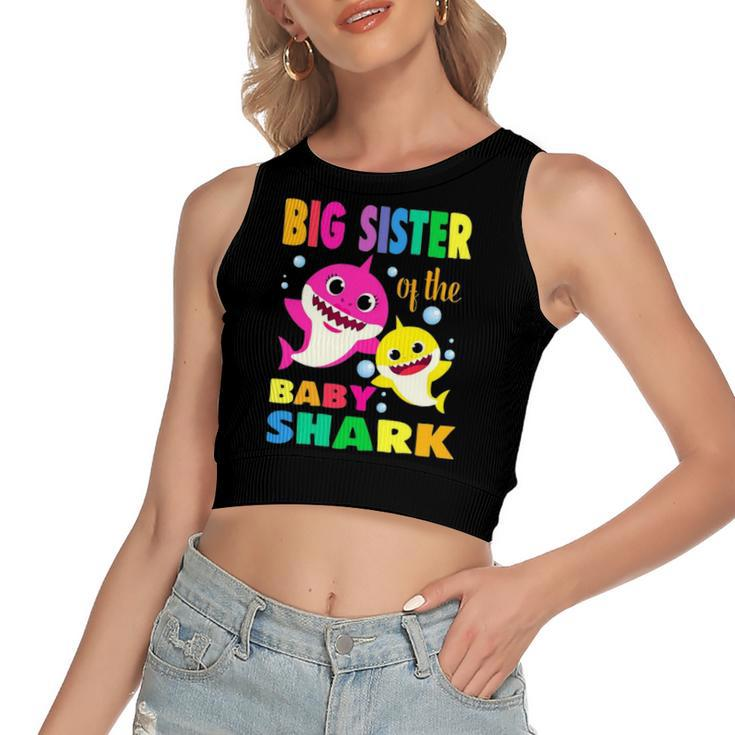 Big Sister Of The Birthday Shark Mom Matching Women's Crop Top Tank Top