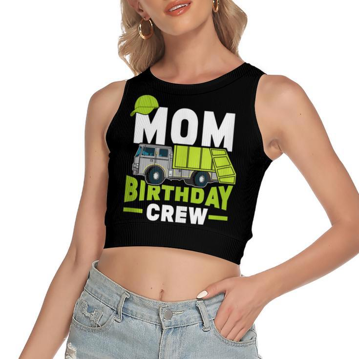 Birthday Party Mom Birthday Crew Garbage Truck  Women's Sleeveless Bow Backless Hollow Crop Top
