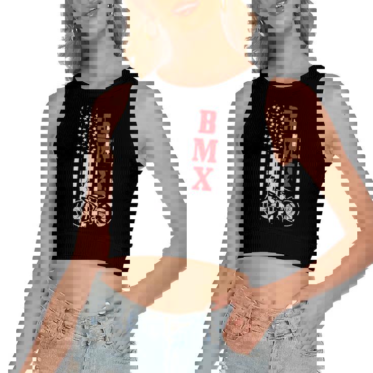 Bmx American Flag Patriotic Bike Boys Women's Crop Top Tank Top