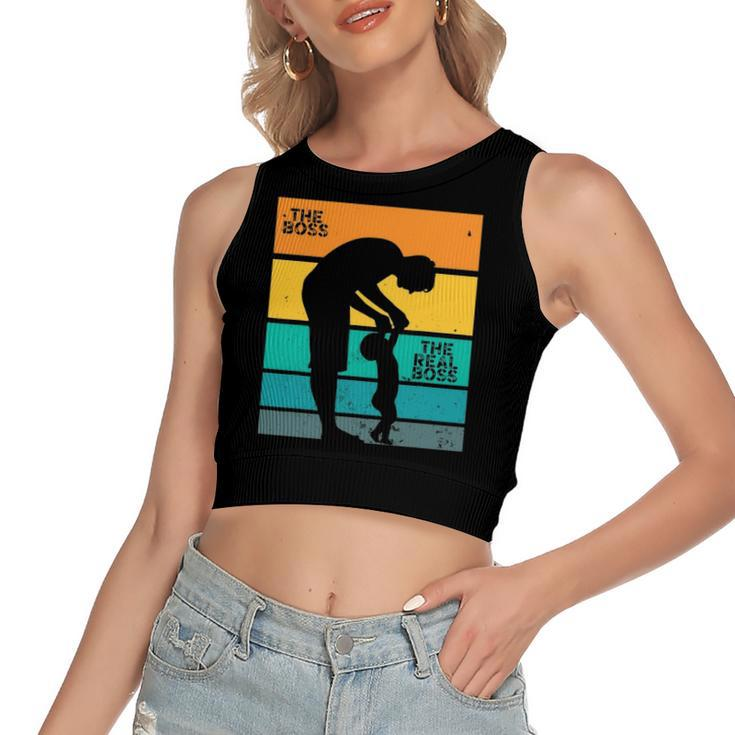 The Boss The Real Boss – Father Son Daughter Matching Dad Women's Crop Top Tank Top